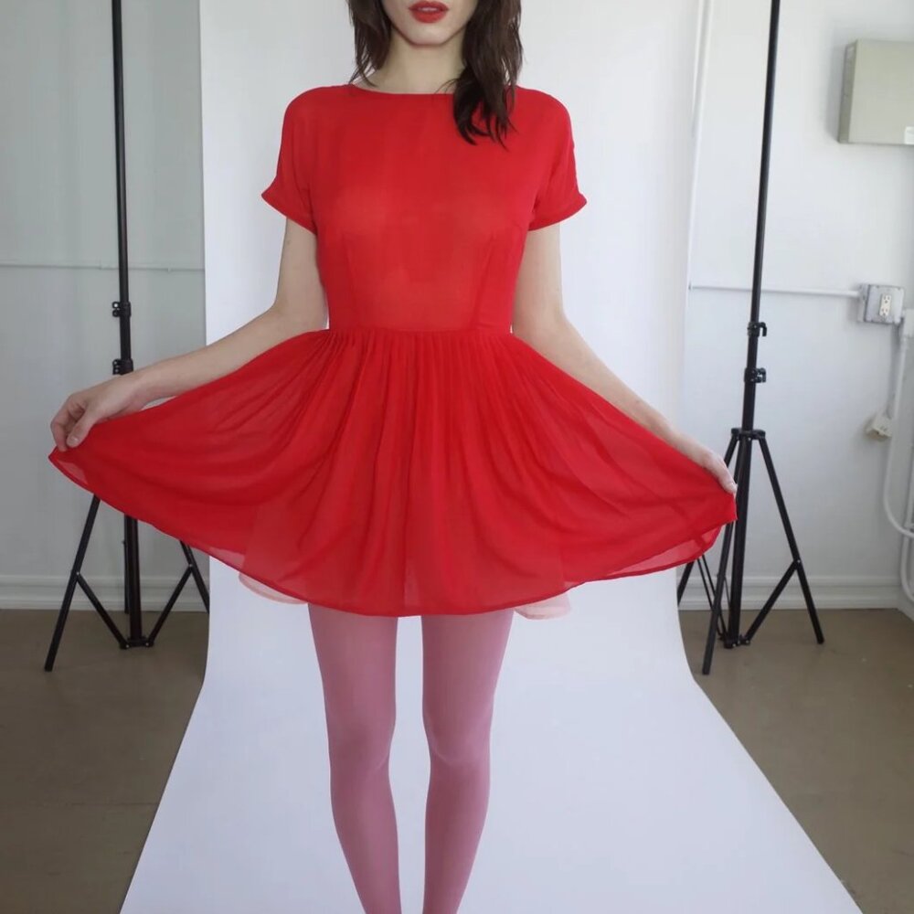 L'ecole Des Femmes Red Bavarian Dress Medium Like New